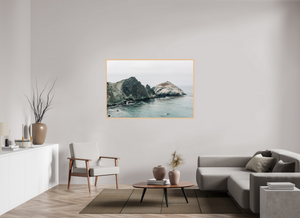 60 x 40″, Direct print on aluminum - maple frame Cape San Martin