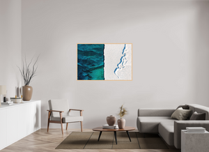 54 x 36″, Direct print on aluminum - maple frame Divide