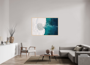60 x 40″, Direct print on aluminum - maple frame Pancake Lagoon
