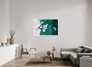54 x 36″, Direct print on aluminum - white frame Phases