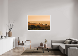 60 x 40″, Direct print on aluminum - white frame Wildfire Dusk