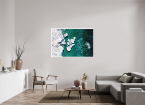 60 x 40″, Direct print on aluminum - white frame Phases
