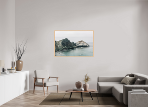 54 x 36″, Direct print on aluminum - maple frame Cape San Martin