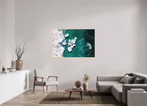 60 x 40″, Direct print on aluminum - maple frame Phases