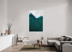 40 x 60″, Direct print on aluminum - white frame Glass
